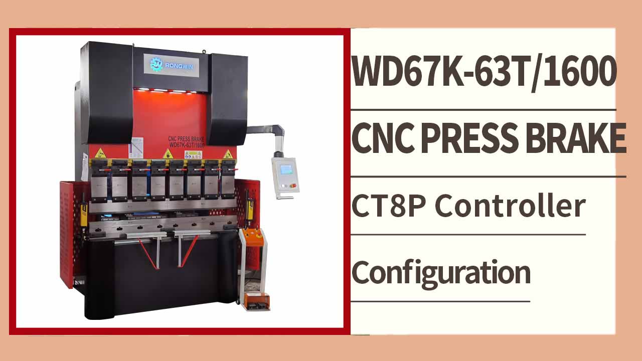 RONGWIN führt Sie durch die hydraulische CNC-Abkantpresse WD67K-63T1600 CT8P zum Biegen und Testen von Stahlplatten.